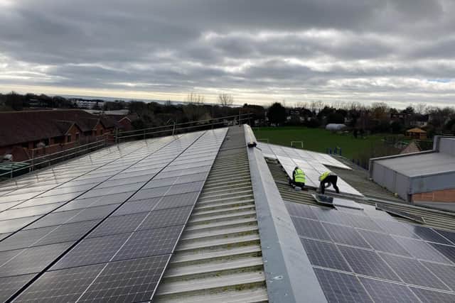 New rooftop solar panels at Goldstone Primary School in Hove.