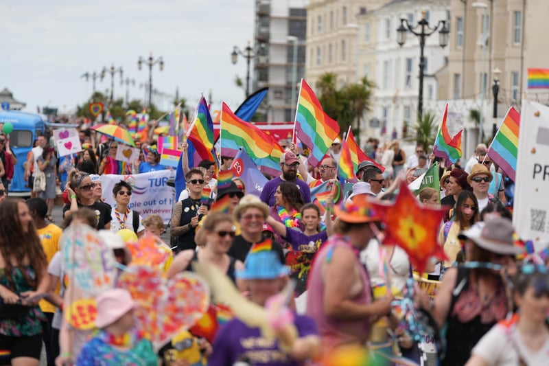 Thousands of people packed Worthing's prom for the 2022 Pride parade