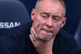 MANCHESTER, ENGLAND - SEPTEMBER 23: Notts Forest manager Steve Cooper looks o during the Premier League match between Manchester City and Nottingham Forest at Etihad Stadium on September 23, 2023 in Manchester, England. (Photo by Michael Regan/Getty Images)