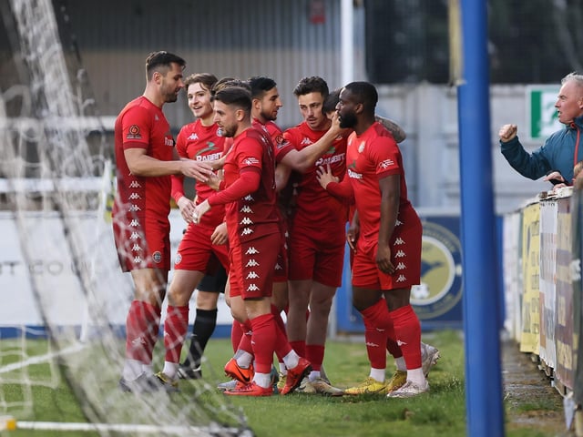 Action from Worthing's 1-0 win at Farnborough in the National League South