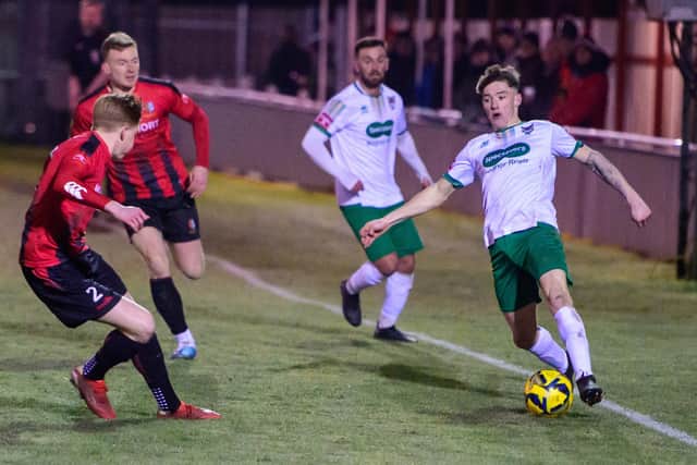 The Rocks on the attack at Brightlingsea Regent | Picture: Tommy McMillan