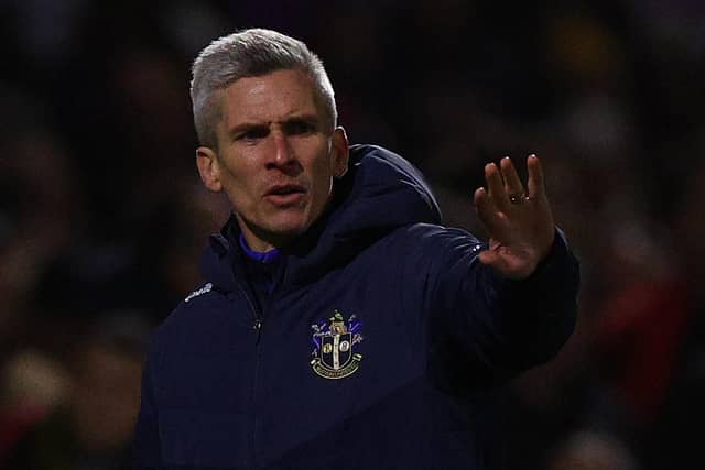 Steve Morison when he was manager of Sutton United. (Photo by Andrew Redington/Getty Images)