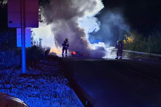 The M23 was closed on Friday night, near Gatwick Airport, due to a car fire. Photo: @SussexSpecials