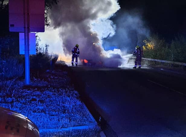 The M23 was closed on Friday night, near Gatwick Airport, due to a car fire. Photo: @SussexSpecials