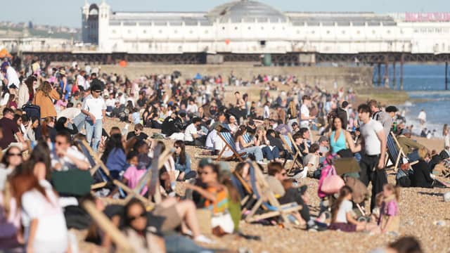 Visitors flock to East Sussex beach as temperatures soar across the county