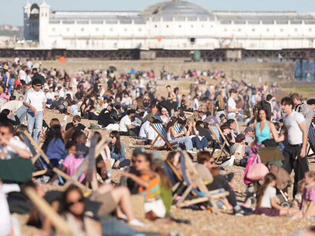 Visitors flock to East Sussex beach as temperatures soar across the county