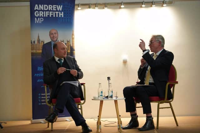 Gary Shipton grilling Andrew Griffith MP in Pulborough