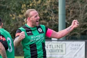 Burgess Hill Bbeat Corinthian 4-1 with two goals from Dan Perry and one each from Dave Martin and Martyn Box. Picture by Chris Neal