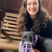 Siobhan taking hound Rosie home in September 2022