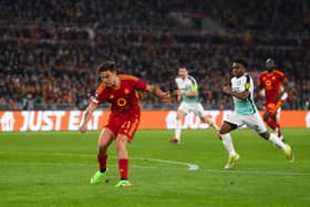 Paulo Dybala opened the scoring for Roma against Brighton at the Stadio Olimpico in the Europa League