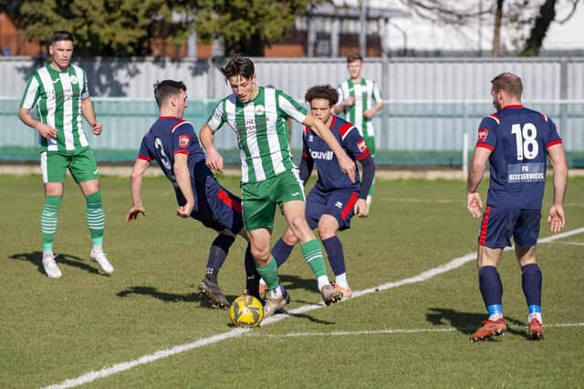Chichester City in recent action at home to Chatham | Picture: Neil Holmes