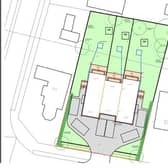 Proposed site layout for the three new homes in Seabourne Road, Bexhill
