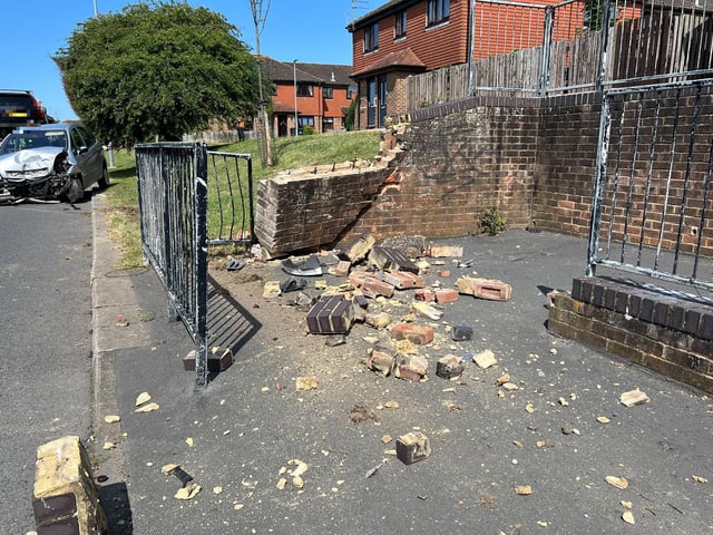 The collision in Larkspur Drive, Eastbourne