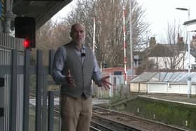 Stephen Cranford at Shoreham railway station for the pilot episode of Tracing the Rails
