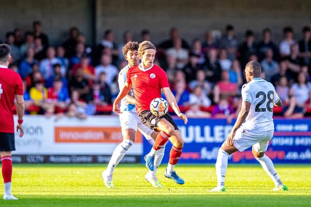 Action from Crawley Town's pre-season friendly with Crystal Palace at the Broadfield Stadium. Roy Hodgson's men won 4-0 against Scott Lindsey's side. Photo: Eva Gilbert