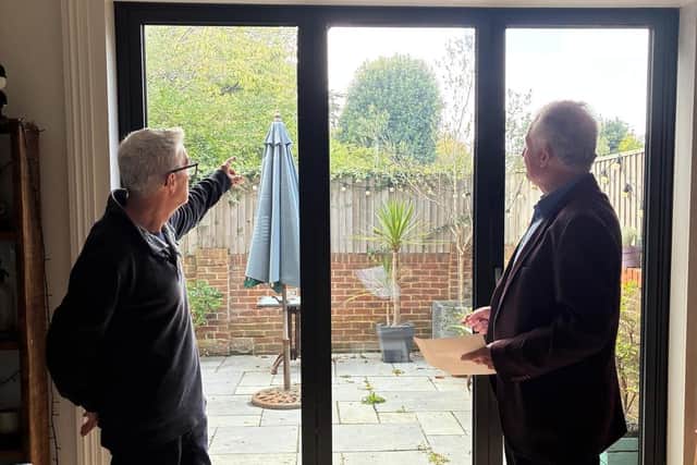 Tony Gale (left) and Cllr Robert Smart (Right) looking at the view that would have been blocked. Photo: contributed