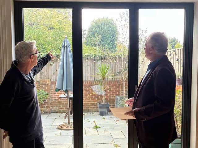 Tony Gale (left) and Cllr Robert Smart (Right) looking at the view that would have been blocked. Photo: contributed