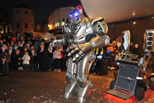 Britain's Got Talent semi finalist Titan the Robot performed his with his festive show.