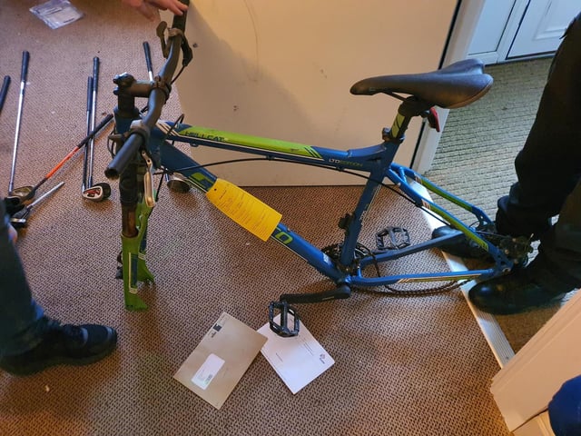 The golf clubs and bikes were found at an address in Ifield Green, Crawley last week (November 7) after a man was arrested for burglary