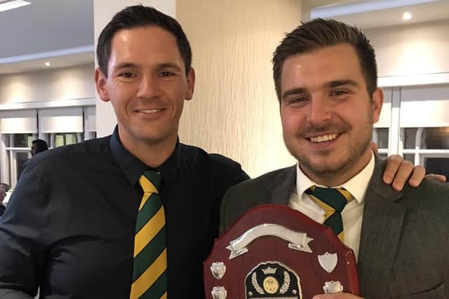 Jonny Phelps - 1st team player of the year - with Captain Callum Smith