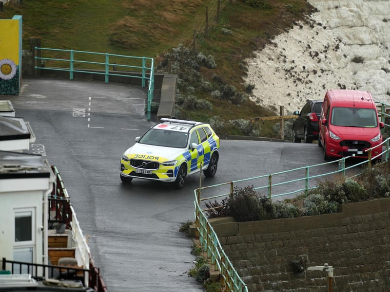A police car at the scene