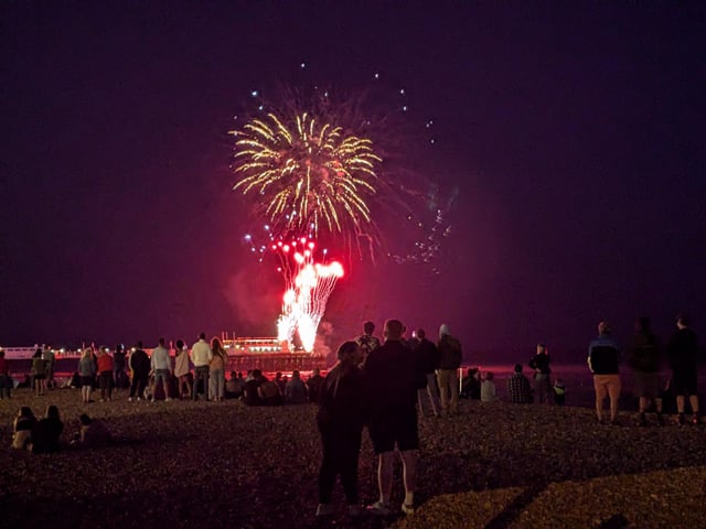 Worthing Lions Festival fireworks were launched from the end of Worthing Pier on July 27, 2024, to a crowd of hundreds on the beach and promenade
