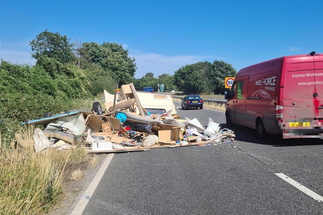 Sussex Roads Police officer Pete May said the A27 eastbound, into Worthing, is down to one lane for recovery of an ‘overturned caravan’. Photo: @sussexroadscop