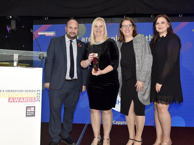 Pictured is: Cllr. Steve Pitt with Solent NHS Trust, winners of the Large Apprentice Employer of the Year award.