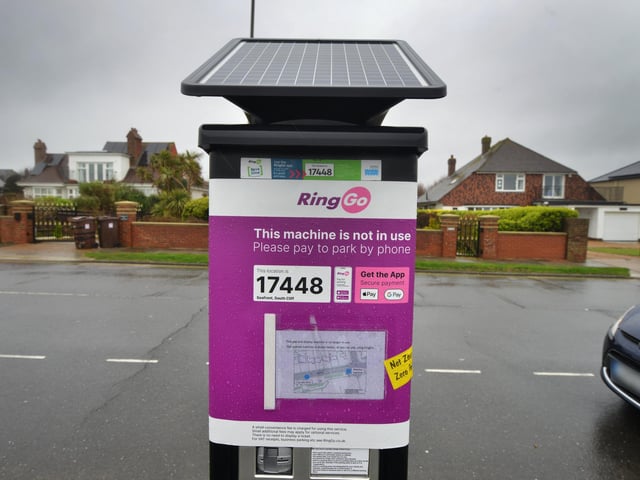A parking meter in Bexhill that no longer accepts coins. South Cliff.
