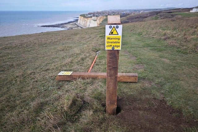 Parts of the cliffs in Peacehaven recently crumbled
