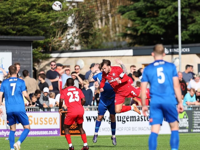 National League South action at Woodside Road between Worthing and Truro City
