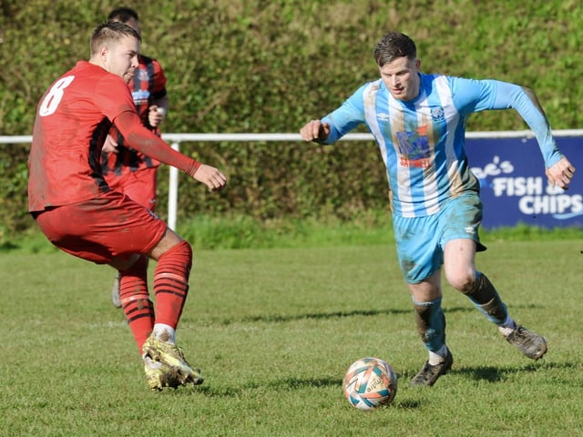 Action from Worthing United's 2-2 draw with Wick in the SCFL Division 1