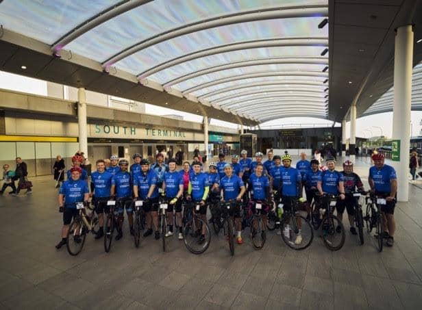 A team of 28 London Gatwick employees, including CEO Stewart Wingate, have raised more than £37,000 for charity in a three-day bike ride from the airport to Paris. Picture contributed