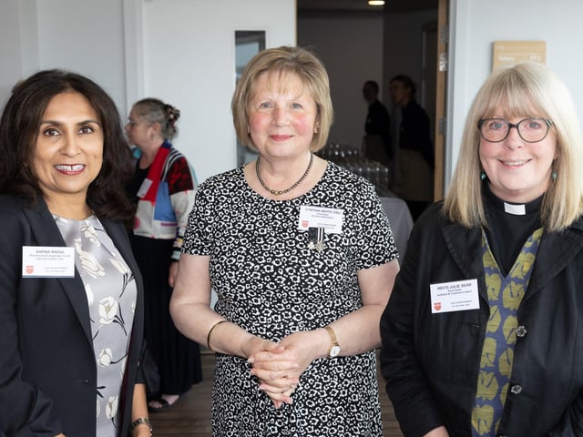 Sapna Radia Covid Vaccine Centre Ore, Cynthia White First Aider at St John’s and Rev’d Julie Sear Rural Dean of Hartfield and Coleman’s Hatch.