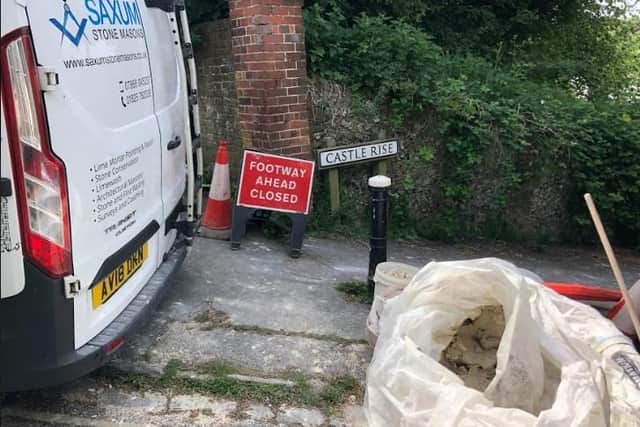 Castle Rise footpath remained closed as wall repairs continued