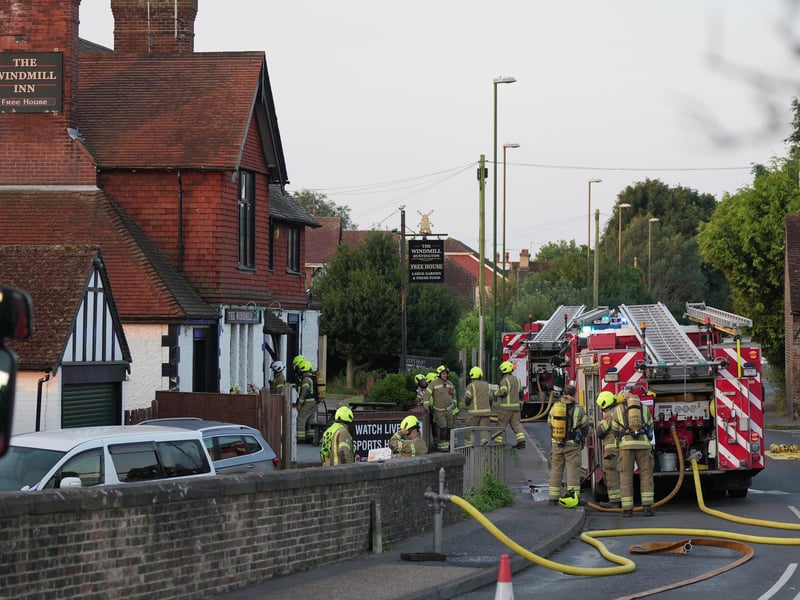 West Sussex Fire and Rescue Service reported at 6.20am that it was ‘dealing with a fire’ at The Windmill Inn, Mill Lane in Rustington.