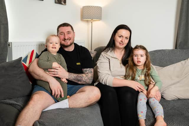 Tabitha Lane and Charlie Singer recently moved into their two-bedroom flat at Brookleigh, Burgess Hill, with their three-year-old daughter Ava-Grace and 15-month-old son Albie