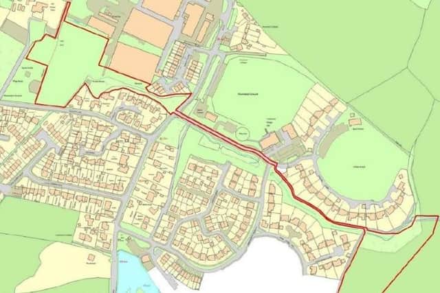 The site of the proposed new homes in Thakeham, outlined in red