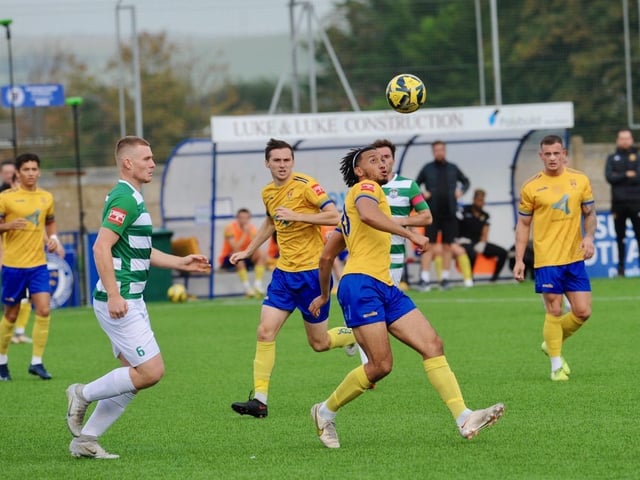Action from Lancing's win over Corinthian in the Isthmian south east division