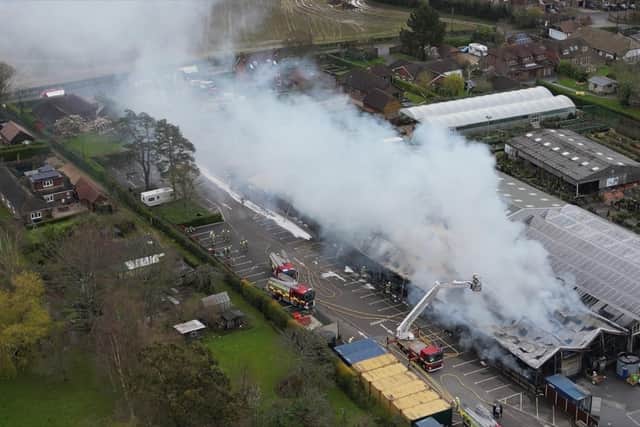 Garden nursery fire by Halland, East Sussex. Picture from Eddie Mitchell and Dan Jessup