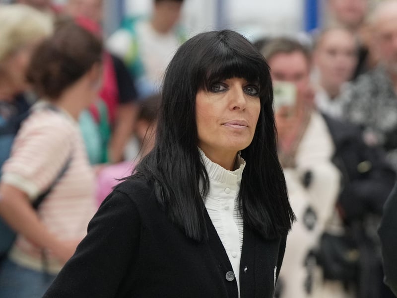 Claudia Winkleman has been pictured at Brighton railway station as her search continues to find more of the UK's most exciting amateur pianists.
