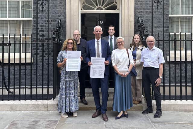 Campaigners concerned about the impact of flight path changes around Gatwick have taken their case directly to Downing Street, calling for an independent body to oversee decisions affecting communities on the ground. Photo: Communities Against Gatwick Noise Emissions (CAGNE)