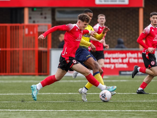 Action from Eastbourne Borough's 2-0 National League South win at home to Farnborough at Priory Lane
