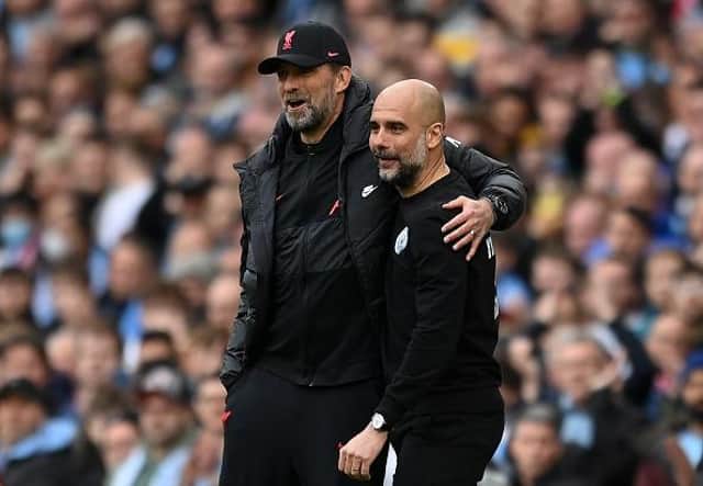 Jurgen Klopp and Pep Guardiola will be gunning for the top prize in the Premier League today