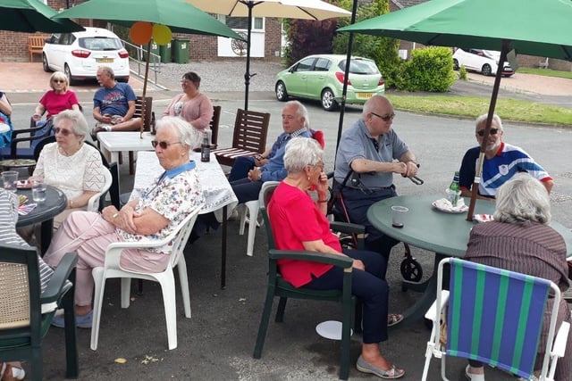 Residents of Woodland Way, Southwater, enjoying their street party