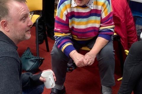 Comedians Chris McCausland and Jon Long with Sight Support Worthing volunteers and members at the charity's centre in Rowlands Road