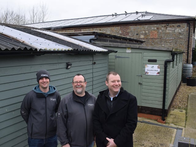 The solar panels at Brent Lodge, and Robert Knight (right)