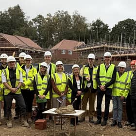 A bricklaying ceremony with project partners took place at the Coopers Green development. Photo: WDC