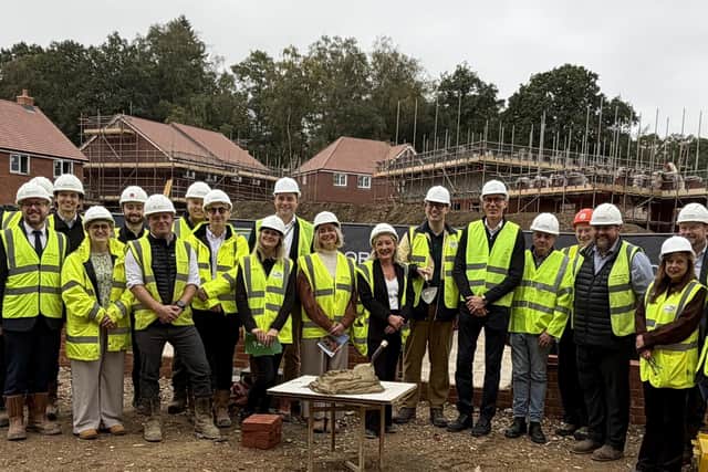 A bricklaying ceremony with project partners took place at the Coopers Green development. Photo: WDC