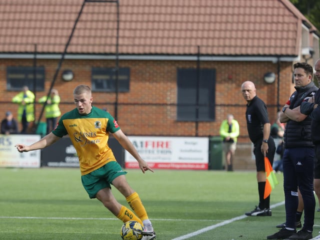 Action from Horsham's 2-0 home defeat to Bishop's Stortford in the Isthmian Premier on Saturday